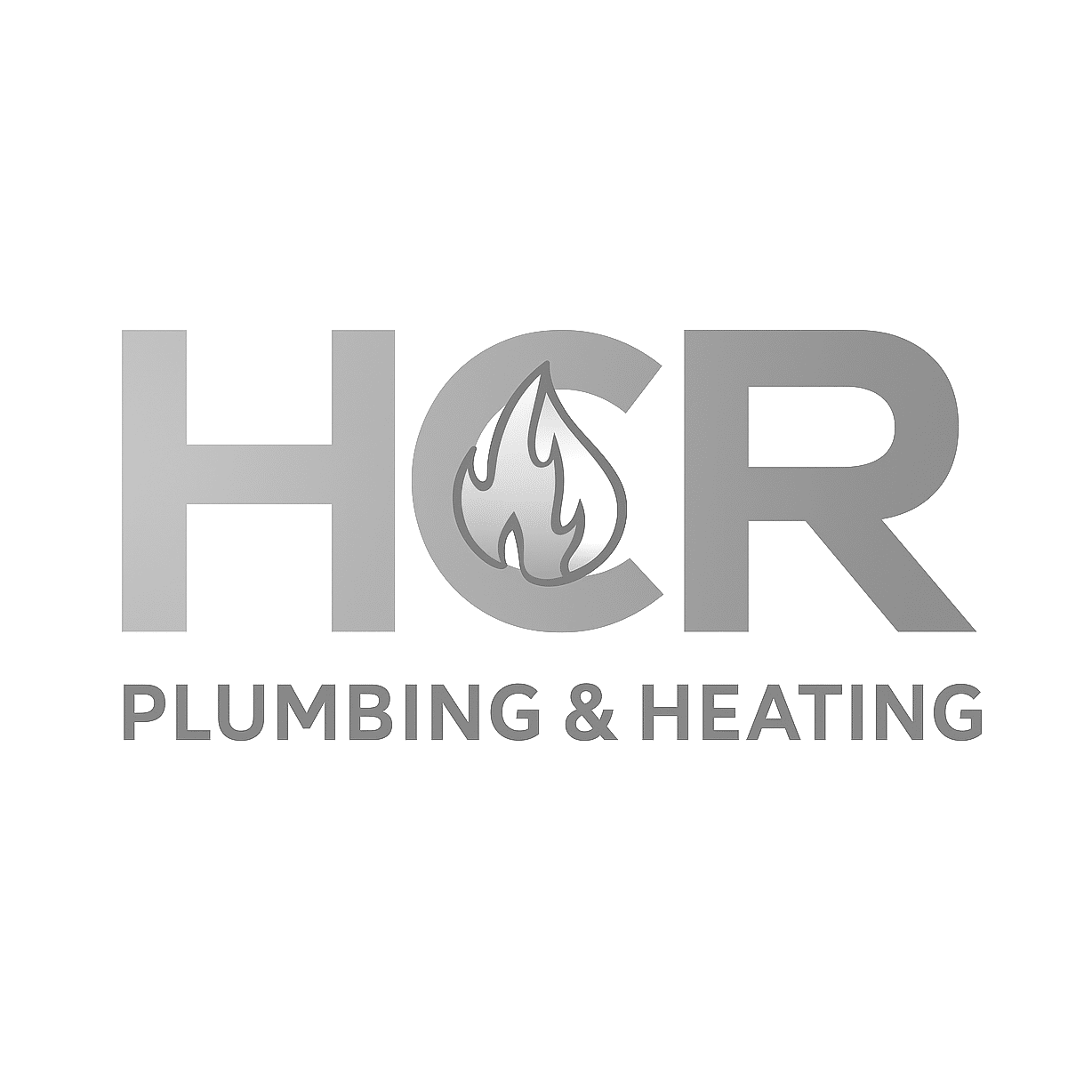 hcr plumbing and heating logo upscaled transparent light greyscale